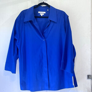 Foxcroft Plus 24W NWT True Blue Non-Iron Button Up Women’s Office Casual Shirt